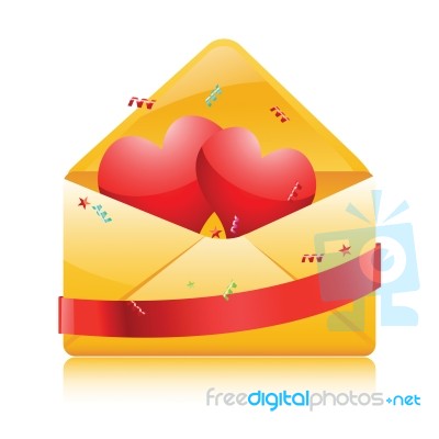 Hearts In Envelope Stock Image