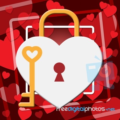 Hearts Lock Indicates In Love And Adoration Stock Image