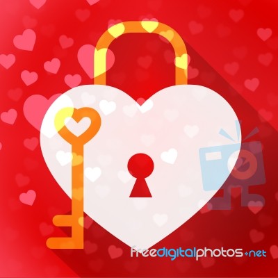 Hearts Lock Means In Love And Adoration Stock Image