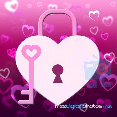 Hearts Lock Shows Find Love And Compassionate Stock Image