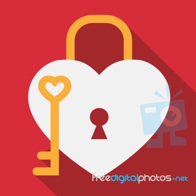 Hearts Lock Shows Valentines Day And Romance Stock Image