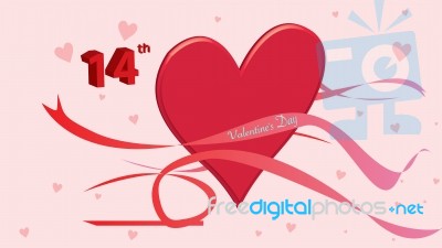 Hearts Love - Valentine`s Day Background - Illustration -  Stock Image