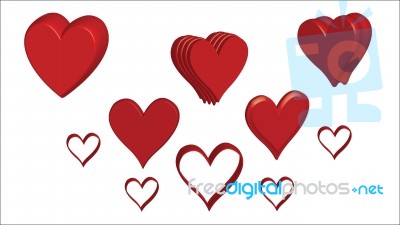 Hearts Love - Valentine`s Day - Illustration -  Stock Image