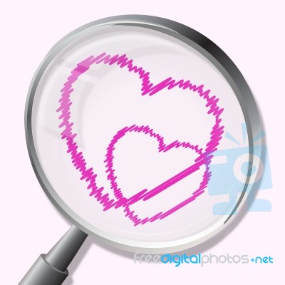 Hearts Magnifier Indicates In Love And Lovers Stock Image