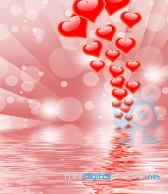 Hearts On Background Displays Valentines Day Or Romanticism Stock Image