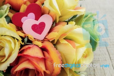 Hearts On Rose Stock Photo