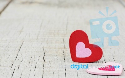 Hearts On Wooden Background Stock Photo