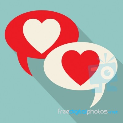 Hearts Speech Bubbles Represents Valentines Day And Chatting Stock Image