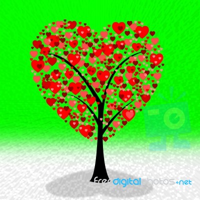 Hearts Tree Means Valentine's Day And Environment Stock Image