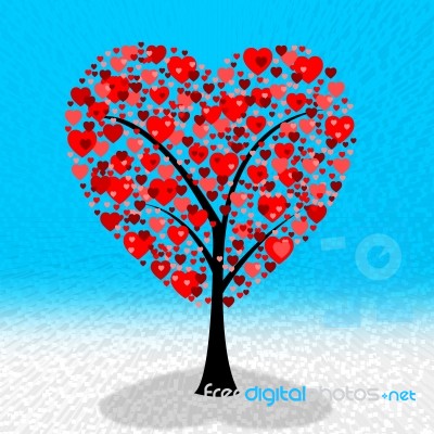 Hearts Tree Shows Valentines Day And Affection Stock Image