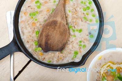 Hearty Middle Eastern Chickpea And Barley Soup Stock Photo