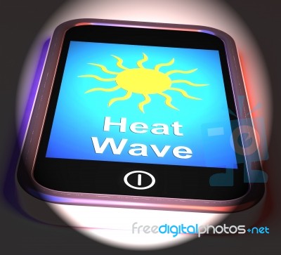 Heat Wave On Phone Displays Hot Weather Stock Image