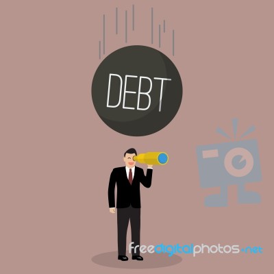 Heavy Debt Falling To Careless Businessman Stock Image