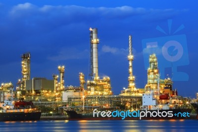 Heavy Industry Land Scape Of Petrochemical Refinery Plant  With Stock Photo