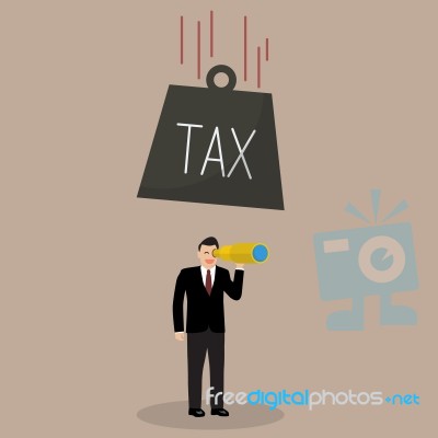 Heavy Tax Falling To Careless Businessman Stock Image