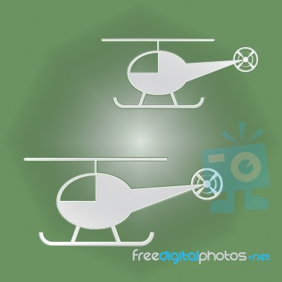 Helicopters Icon Shows Rotor Midair And Flight Stock Image