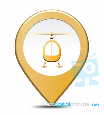 Heliport Location Represents Aircraft Transportation And Helipad… Stock Image