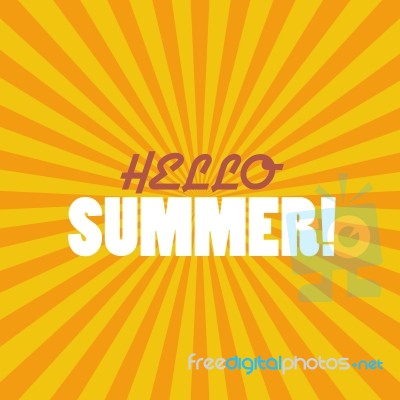 Hello Summer On Sunburst Pattern Stock Image