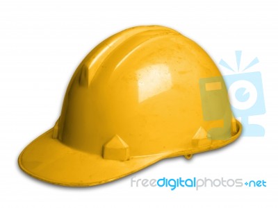 Helmet Plastic Safety Hat On Whit Background Stock Photo