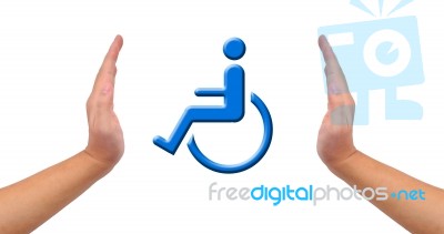 Help And Care For Disabled Person Stock Photo