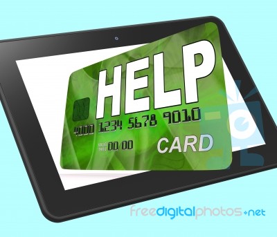 Help Bank Card Calculated Shows Financial Support And Giving Stock Image