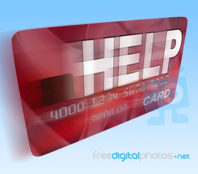 Help Bank Card Flying Means Give Monetary Support And Assistance… Stock Image