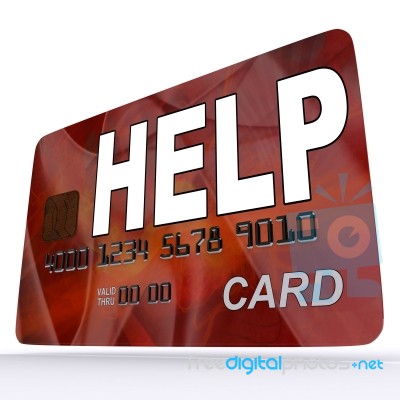 Help Bank Card Shows Financial Support And Giving Stock Image