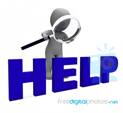 Help Character Shows Helpline Helpdesk Assist Or Support Stock Image