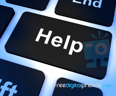 Help Computer Key Showing Assistance Support And Answers Stock Image