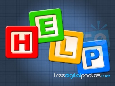 Help Kids Blocks Shows Information Youngsters And Question Stock Image