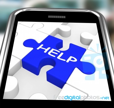 Help On Smartphone Showing Assistance Messages Stock Image