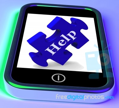 Help On Smartphone Shows Advice Stock Image