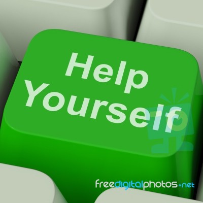 Help Yourself Key Shows Self Improvement Online Stock Image