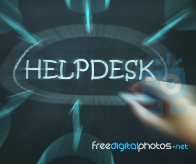 Helpdesk Diagram Shows Support Solutions And Advice Stock Image