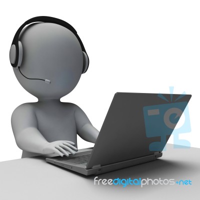 Helpdesk Hotline Operator Showing Call Center Stock Image