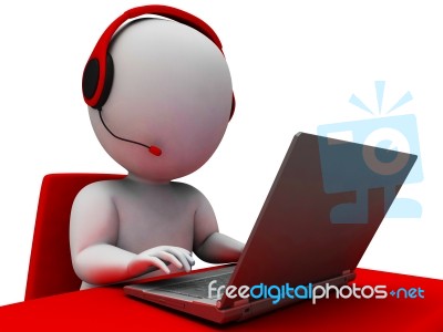 Helpdesk Hotline Operator Showing Support Stock Image