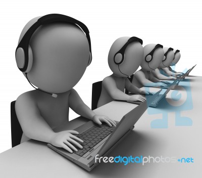 Helpdesk Hotline Operators Show Call Center Stock Image