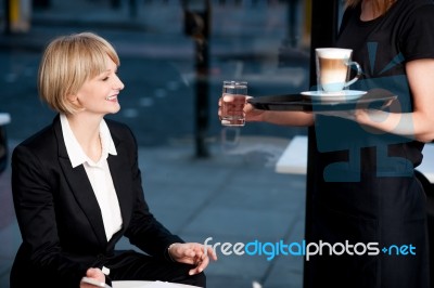 Here Is What You Ordered Ma'am! Stock Photo