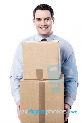 Here Is Your Parcels Stock Photo