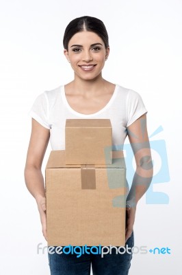 Here Is Your Parcels, Sir ! Stock Photo