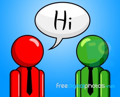 Hi Conversation Shows How Are You And Chinwag Stock Image