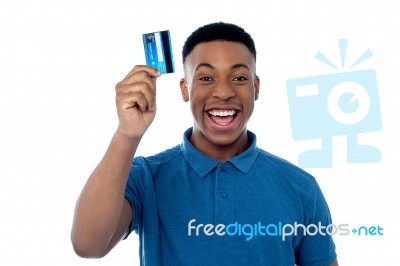 Hi! This Is My New Credit Card! Stock Photo