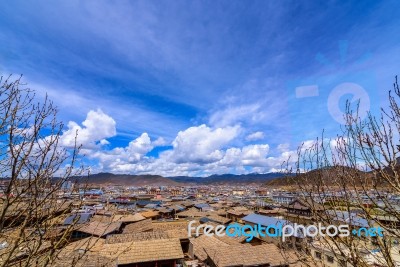 High Angle View At The Old Town, Shangri-la Stock Photo