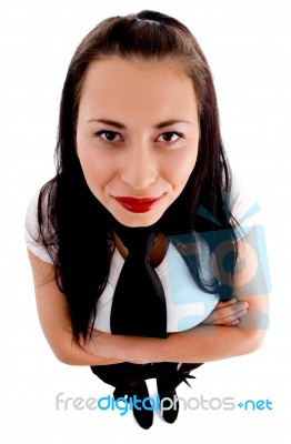 High Angle View Of Fashionable Female Model Stock Photo