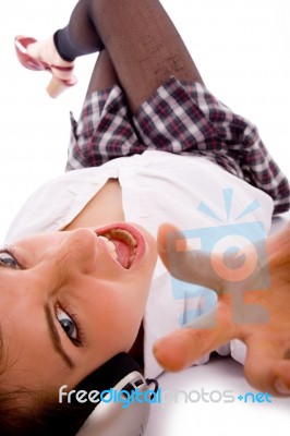 High Angle View Of Scary Female Stock Photo