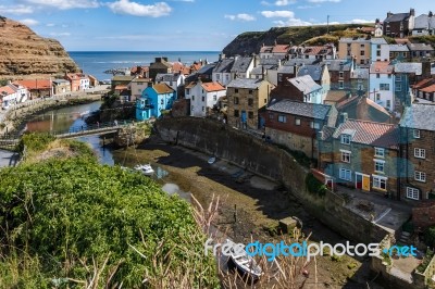 High Angle View Of Staithes Stock Photo