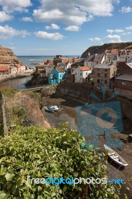 High Angle View Of Staithes North Yorkshire Stock Photo