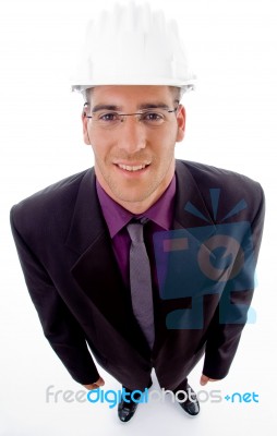 High Angle View Of Young Male Architect Stock Photo