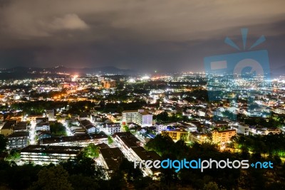 High Angle View Phuket Province At Night Stock Photo