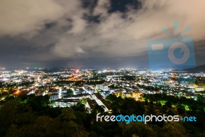 High Angle View Phuket Province At Night Stock Photo